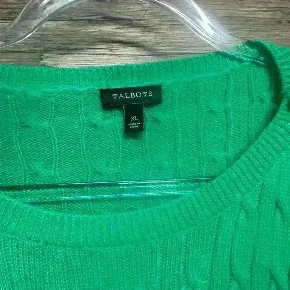 Talbots Green Cable Knit Sweater Womens XL - Picture 4 of 4